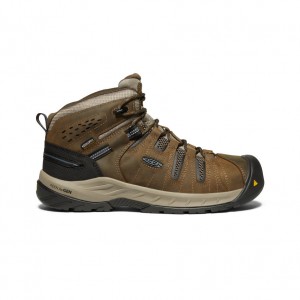 Keen Flint II Waterproof Μποτακια Εργασιασ ανδρικα καφε μπλε | QDE10053UQ