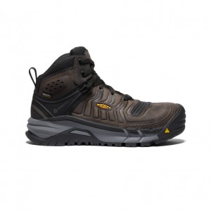 Keen Kansas City+ Waterproof Mid Μποτακια Εργασιασ ανδρικα καφε μαυρα | SXS6757DQ