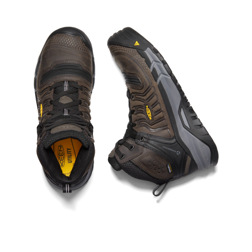 Keen Kansas City+ Waterproof Mid Μποτακια Εργασιασ ανδρικα καφε μαυρα | SXS6757DQ